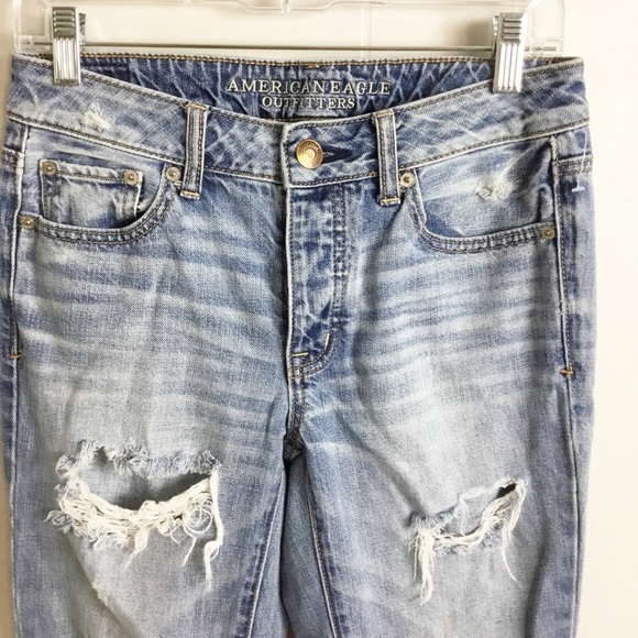 American Eagle Jeans Boy Crop Size 2 Regular Distressed Pants - Picture 2 of 6